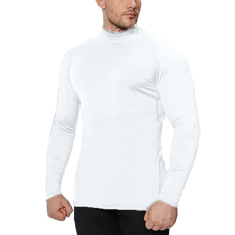 Men's high-elasticity muscle warmth long-sleeved compression shirt tight-fitting fitness sports top suitable for autumn winter image 4