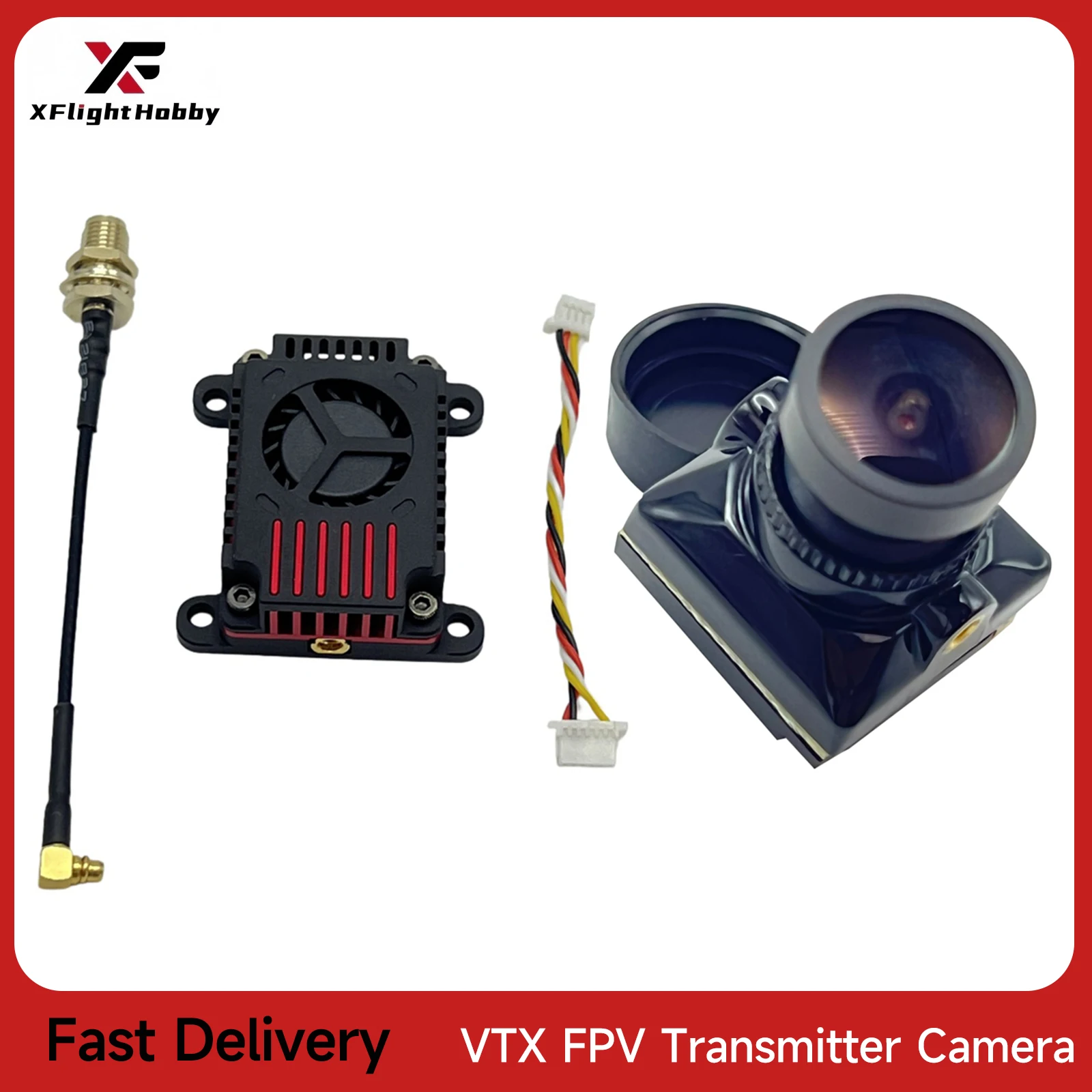 

XFlight Hobby Long Range 5.8Ghz 3W FPV Video Transmitter 3000MW 72CH Video AV Analog VTX and 2.1mm 1500TVL camera for RC Drone