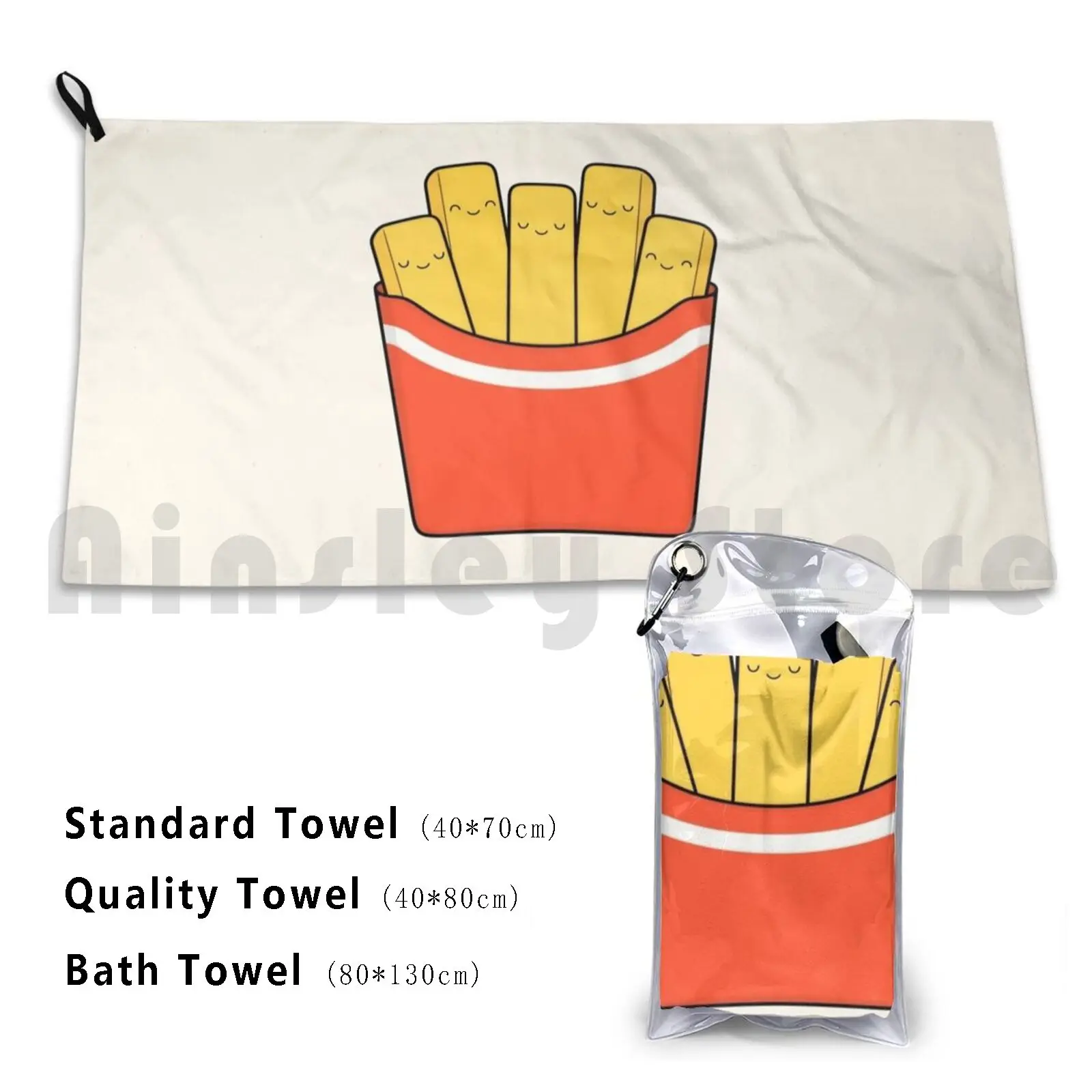 Best Fries Bath Towel Beach Cushion Fries Fast Food Fry Potato Snack Eat Yummy Foodie Burger Series Diner