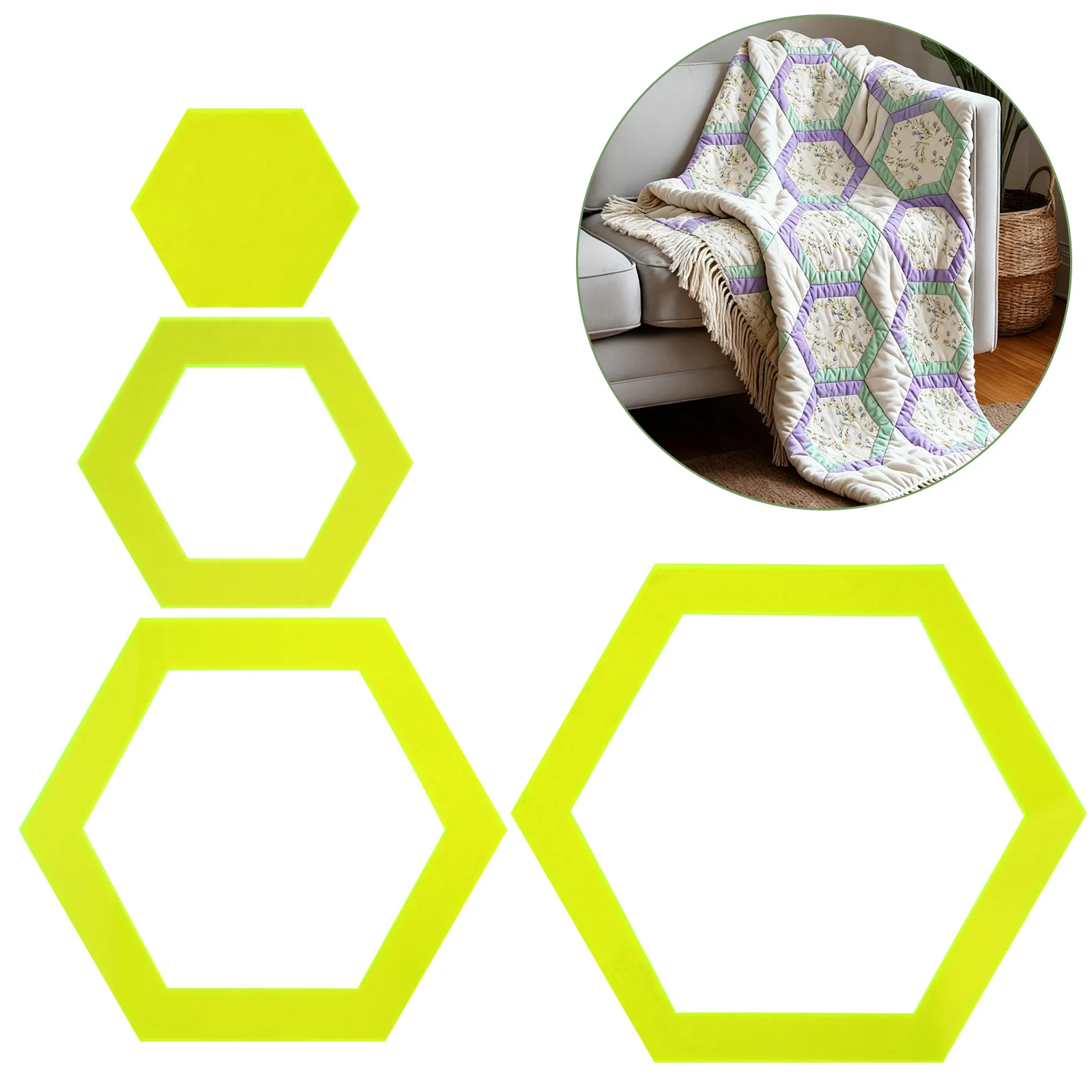 

4pcs Green Acrylic Patchwork Ruler Template Hexagon Quilting Ruler Set for Tailor Sewing DIY Fabric Clothing Craft Cutting Tool