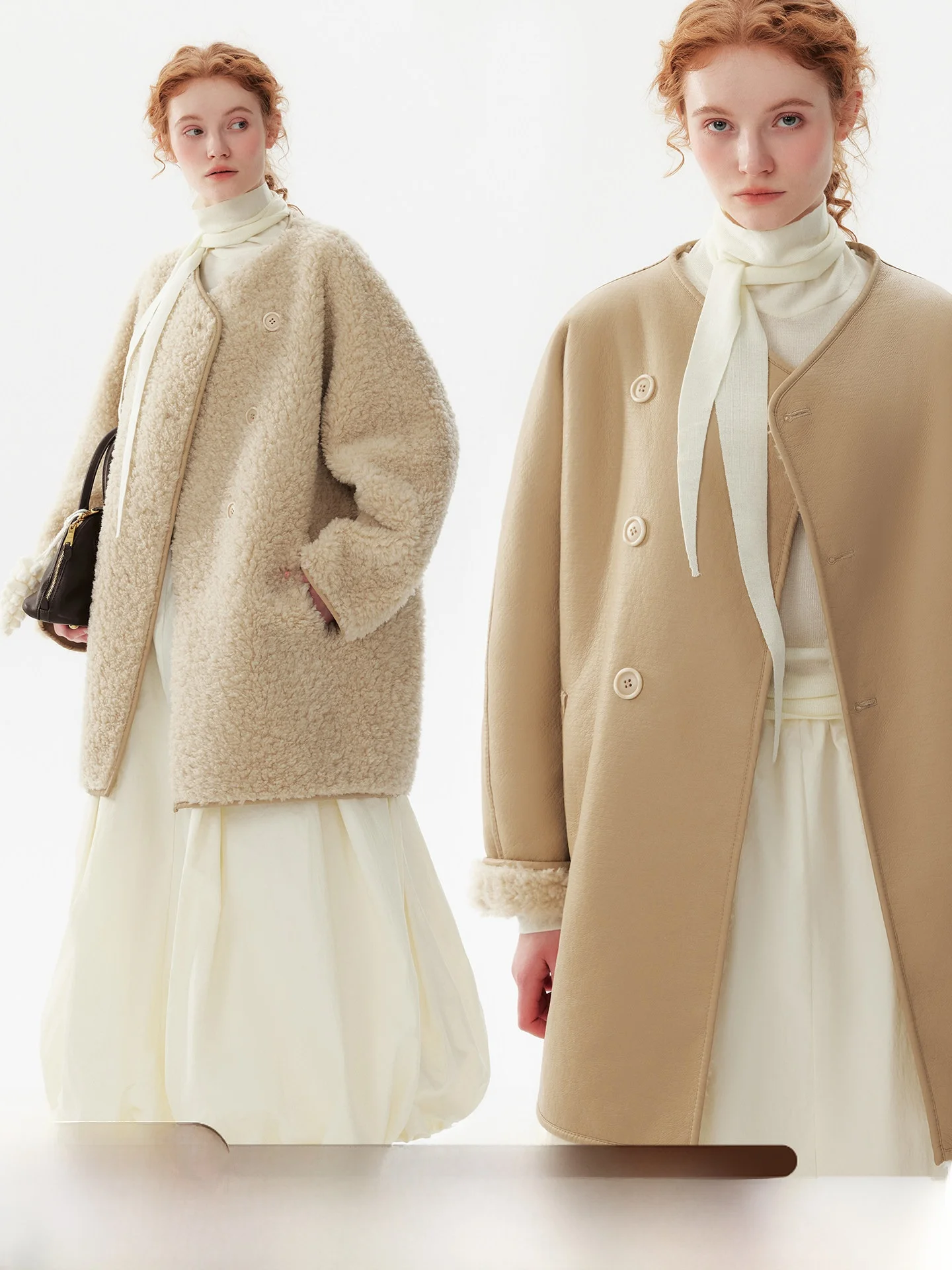 

Корейская двусторонняя куртка из овечьего меха, теплая зимняя без воротника, свободный крой, длинный пальто-пальто-кофта