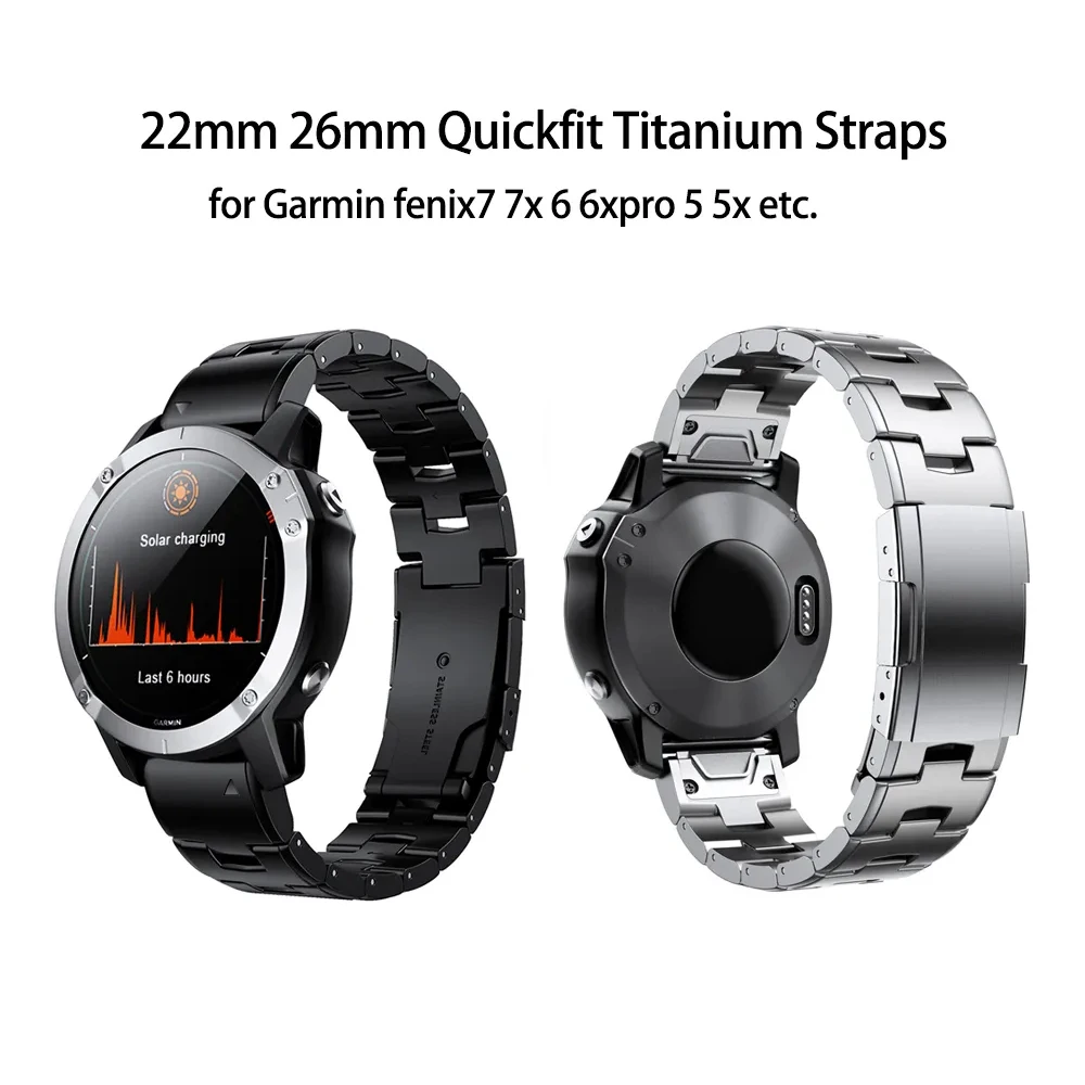 

for Garmin Fenix 7XTitanium Alloy WatchBand Strap Fenix 6X Pro/Fenix 5X Garmin 22mm26mm Quick ReleaseTitanium Straps