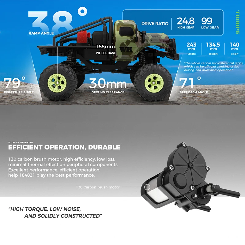 Wltoys 184021   1:18 Mini RC รถ 2.4G พร้อมไฟ LED 4WD Off-Road ไฟฟ้า Crawler รถรีโมทคอนโทรลรถบรรทุกของเล่นสําหรับเด็ก