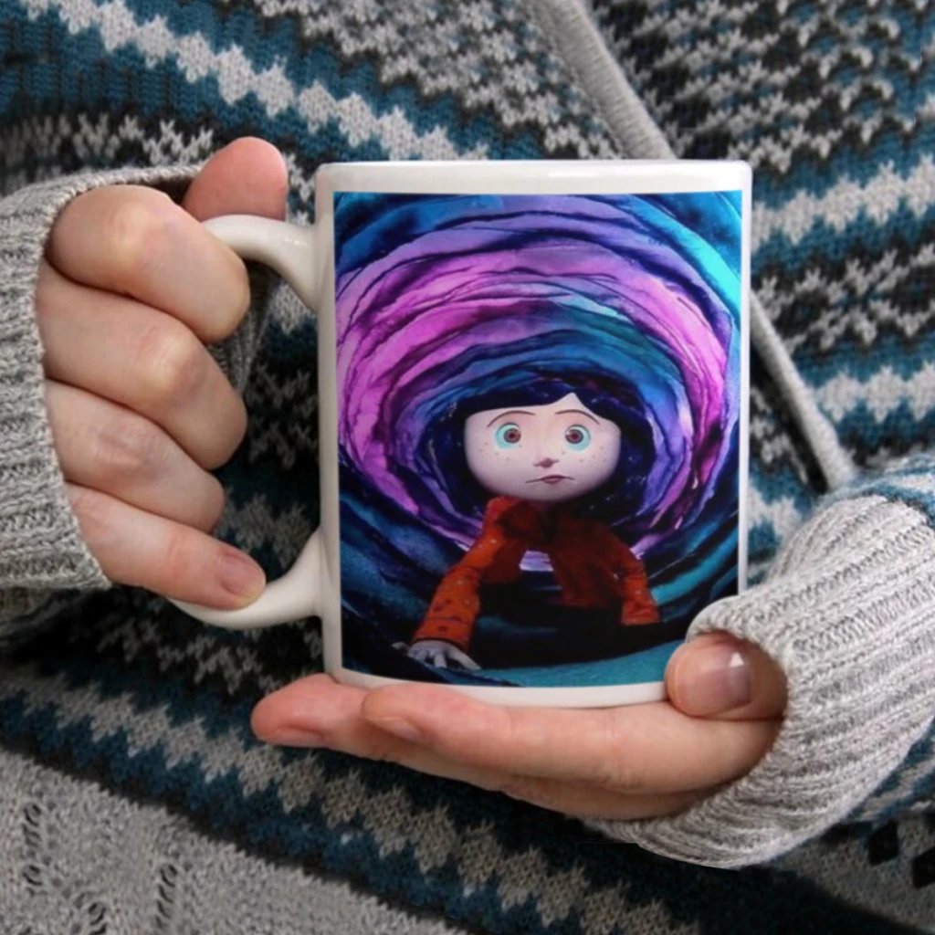 

1pc Classic Movie Coraline Cartoon Film Coffee Milk Cup Mocha Mug Kawaii Cups Original Mugs 11oz