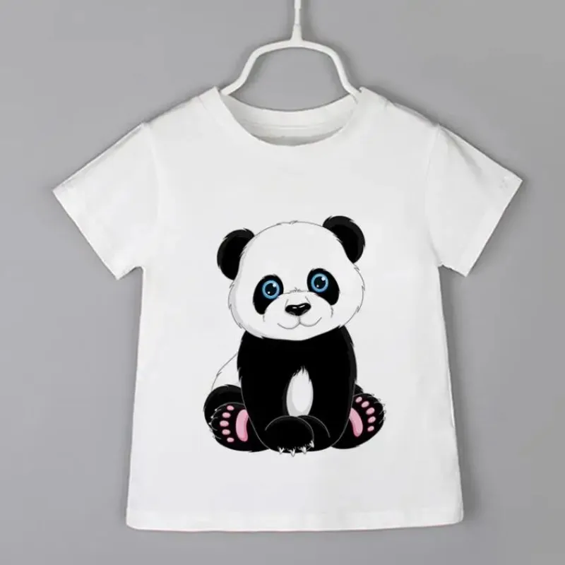 Camiseta infantil de manga curta panda, blusa de bebê menina, camiseta infantil, meninos, meninas, casual, novo