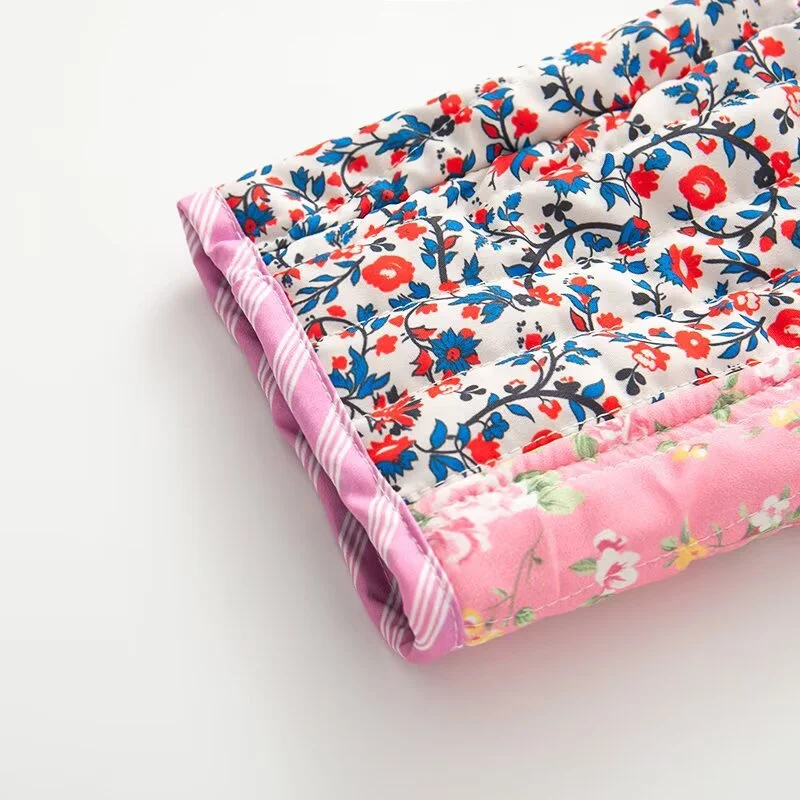 2025 Winter New Women's Casual Fashion Loose Design Reversible Plaid Floral Stand Collar Long Sleeve Cotton Coat