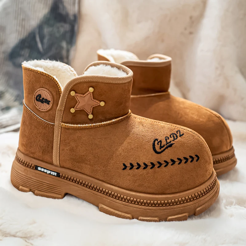 

Winter Cotton Boots Men Plush Ankle Snow Boots Big Toe Comfort Outdoor Antiskid Short Boot Fashion Warmed Platform Shoes Men