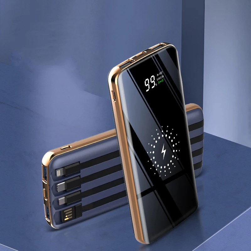 20000mah qi kabelloses ladegerät power bank eingebaut in kabel schnell laden power bank für iphone