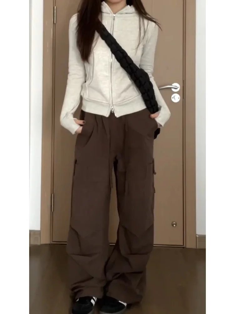 Ey Double fermeture éclair ort sweat Jaet femmes printemps automne hiver coupe ajustée Spor petite taille haut Faion coréen Sle