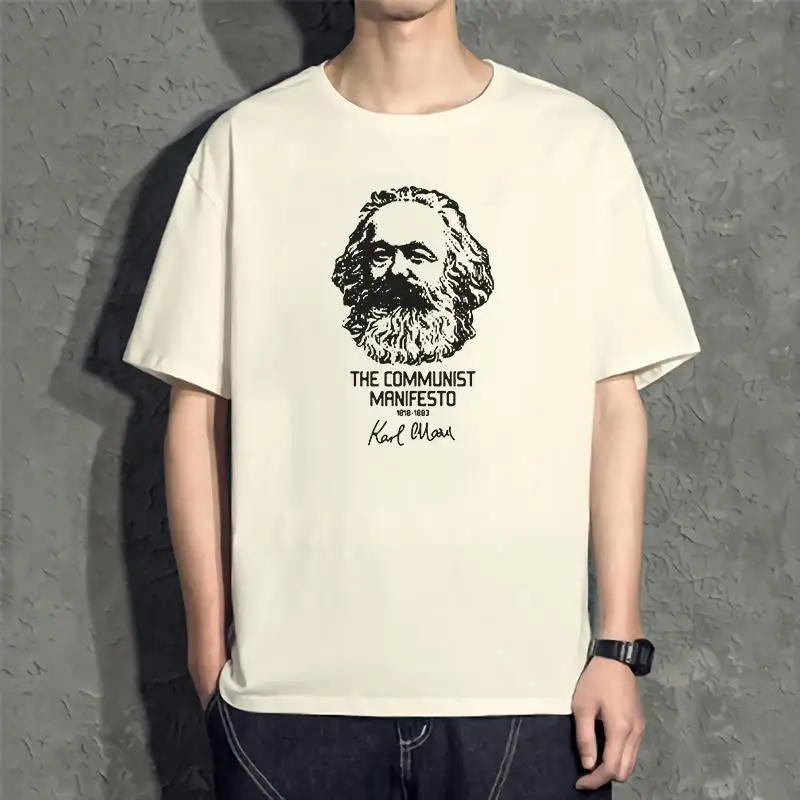 Men\'s T-Shirts Karl Marx Workers Unite Novelty 100% Cotton Tees Communism Marxism Socialism T Shirts Crew Neck Tops New Arrival