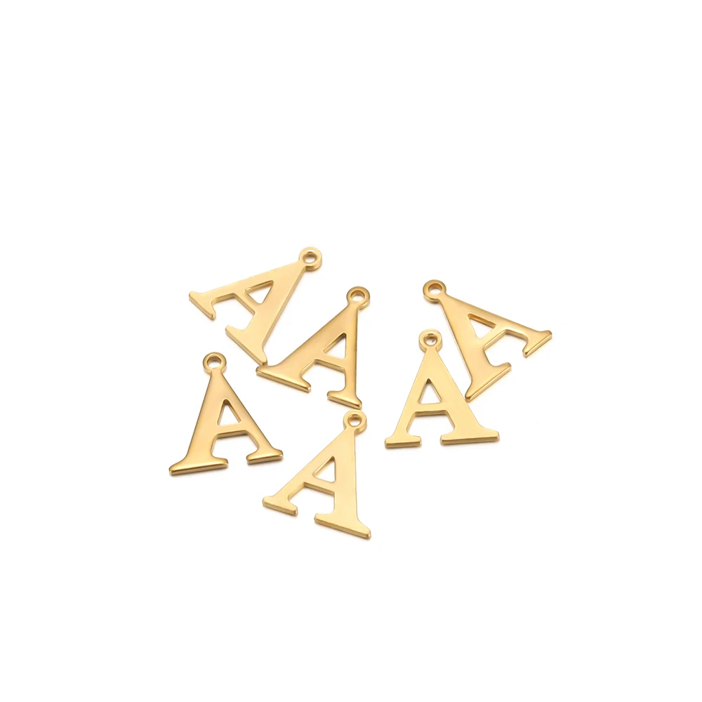 30pcs Stainless Steel Gold Color 26 Letter Pendant Alphabet Charms Necklace Pendant Bracelet Making Earring Findings DIY Jewelry