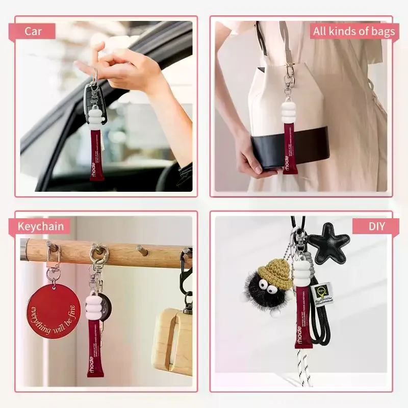 Practical Donut Silicone Keychain Cap Accessories Portable Durable Holder Keychain Compatible For Lipgloss Storage And Balm Cap