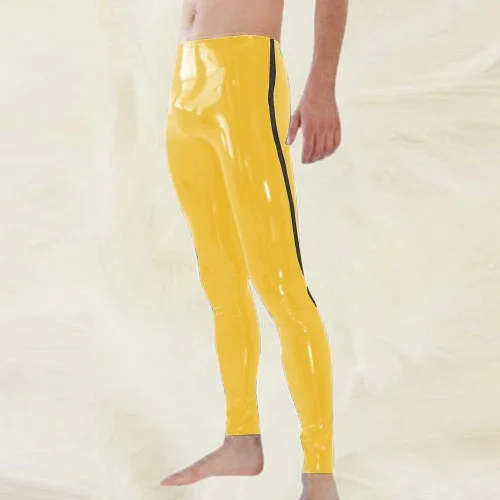 

Латексные брюки из 100% каучука, желто-черные, для клуба, короткие штаны, косплей, размеры S-XXL