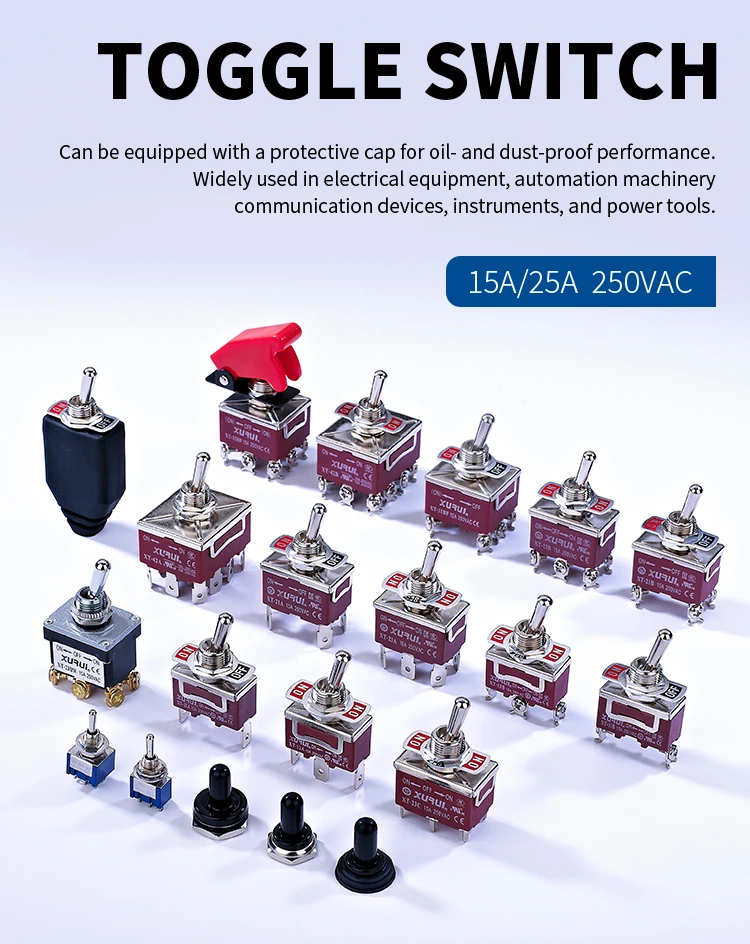 

6 шт., тумблер XURUI, XT 15A/250 В переменного тока, бесплатная водонепроницаемая чашка, тумблер нескольких моделей, SPST/SPDT/DPST/DPDT/3PST/4PST/4PDT/