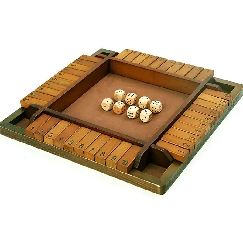 

Shut The Box Dice Game 4 Sided Large Wooden Board Game Children's Parent-Child Board Game For Bar Party Leisure And Home