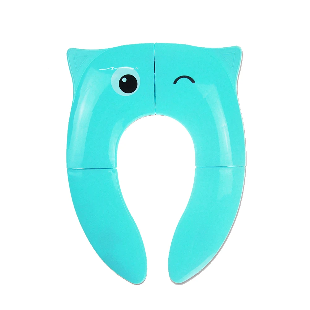 

Cartoon Smiling Toilet Mat Foldable Potty Seat Travel Training Blue Pad Portable Kids Non Slip Silicon Buckle Safe PP Material