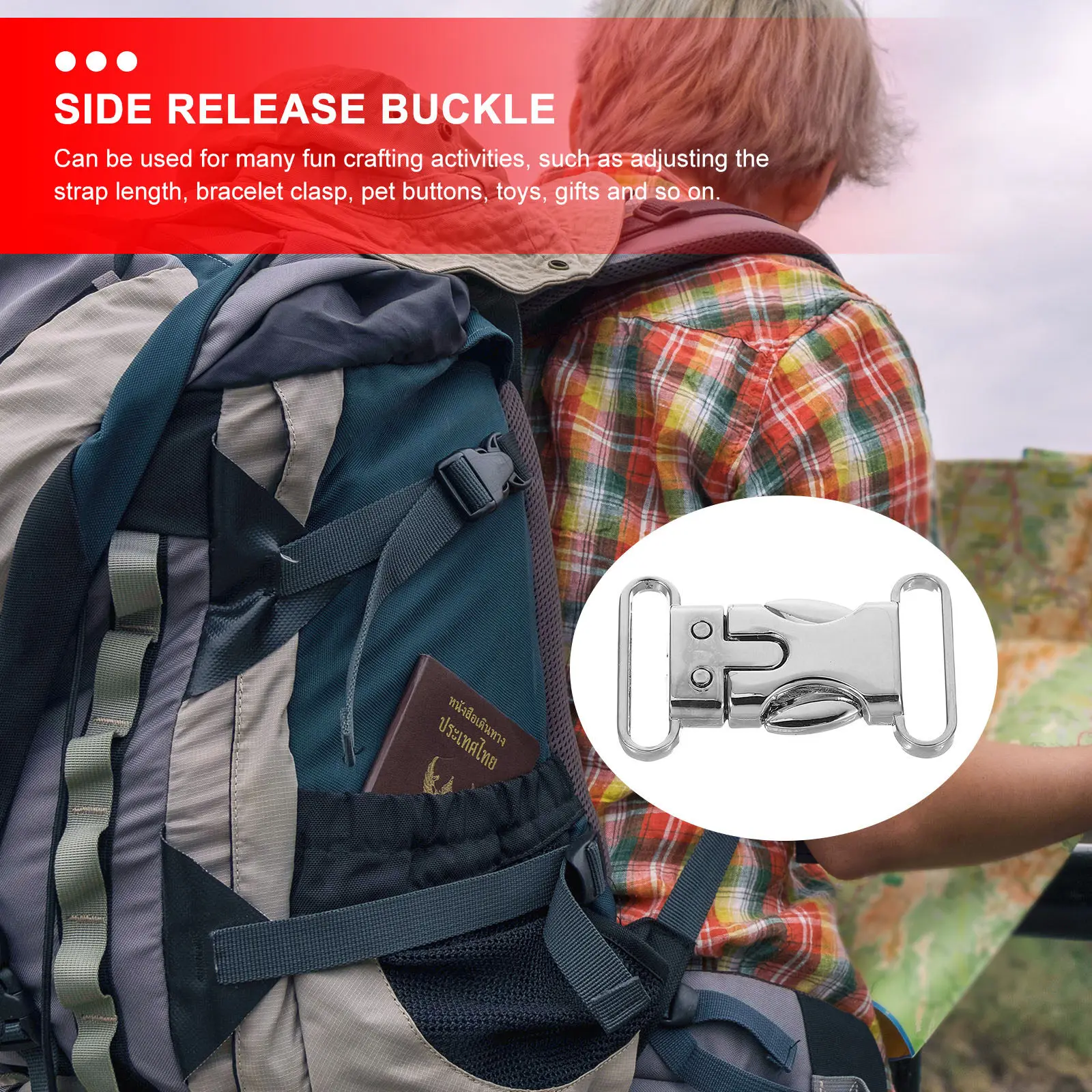 5Pcs Silver Side Release Buckles 20Mm Flat Metal Buckle for Survival Bracelet Backpack Harness Belt Webbing Fastener