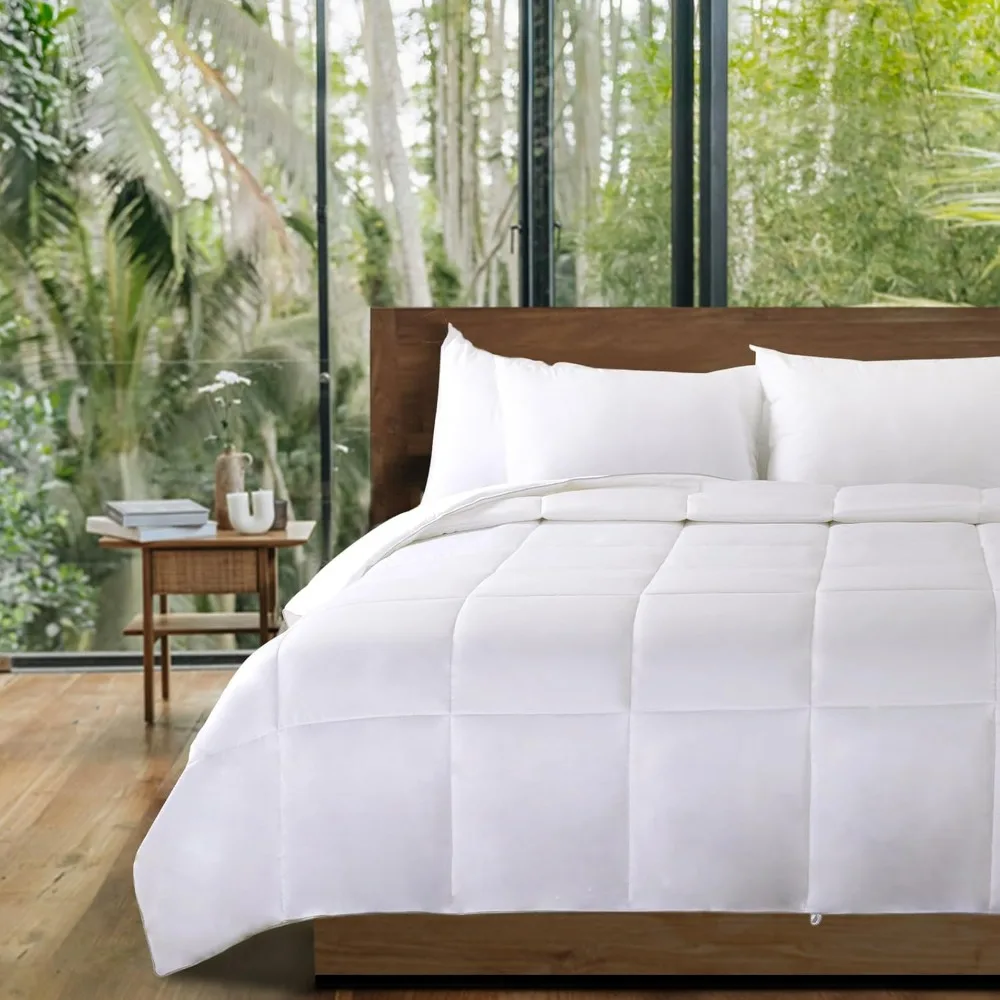 

Viscose from Bamboo Cooling Comforter, White Queen Lightweight Down Alternative Cool Natural Organic Duvet Insert, Beddin