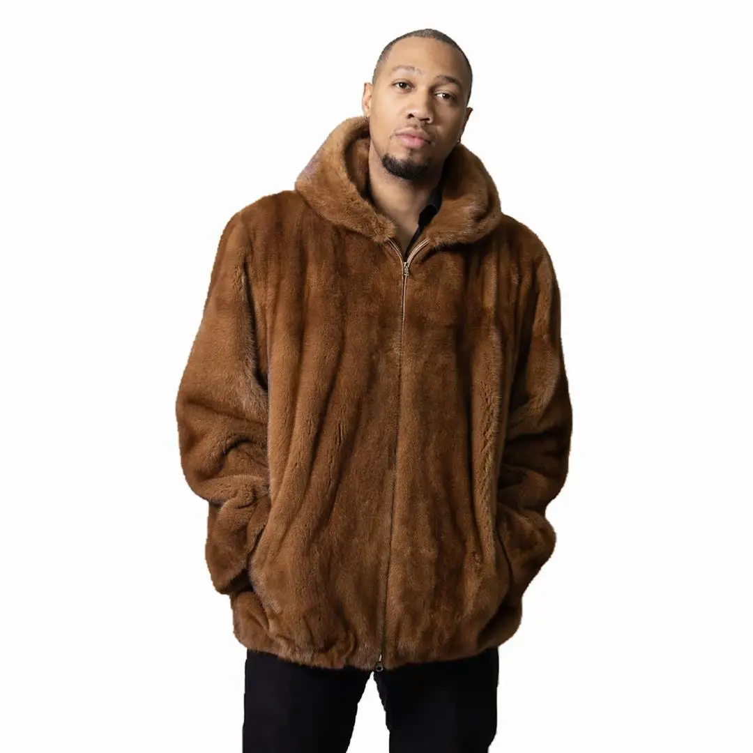 Winter Men's Real Genuine Mink Fur Coat Luxury Fashion Jacket Warm Thick Outwear