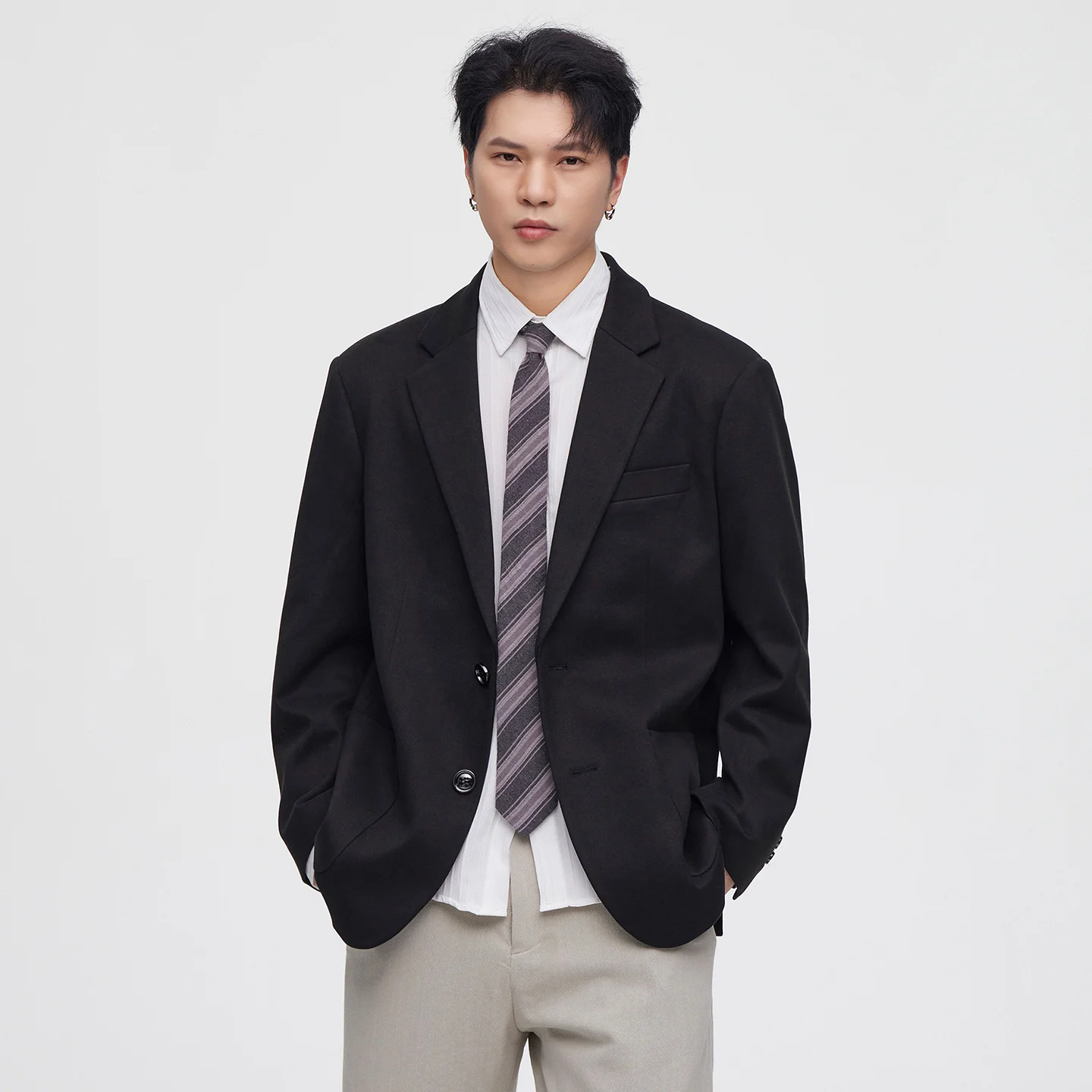 Commuter Business Casual Blazers Suit Jacket Men Vintage Korean Fashion Streetwear Loose Suit Blazers Coat Spring Autumn Jacket