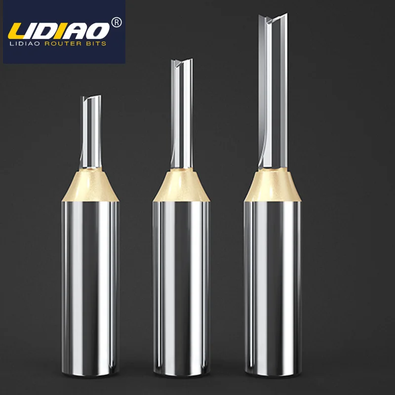 LIDIAO Straight Slot Cut Router Bit for Wood MDF Carbide Milling Cutter Shank 1/4 And 1/2 Inch TCT CNC End Mill Woodworking Tool