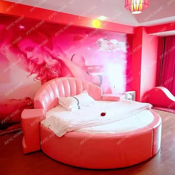 round Bed Club Bed & Breakfast Furniture  Hotel Electric Couple Shadow Coffee Bar Modern Master Bedroom Theme Hotel Water Bed