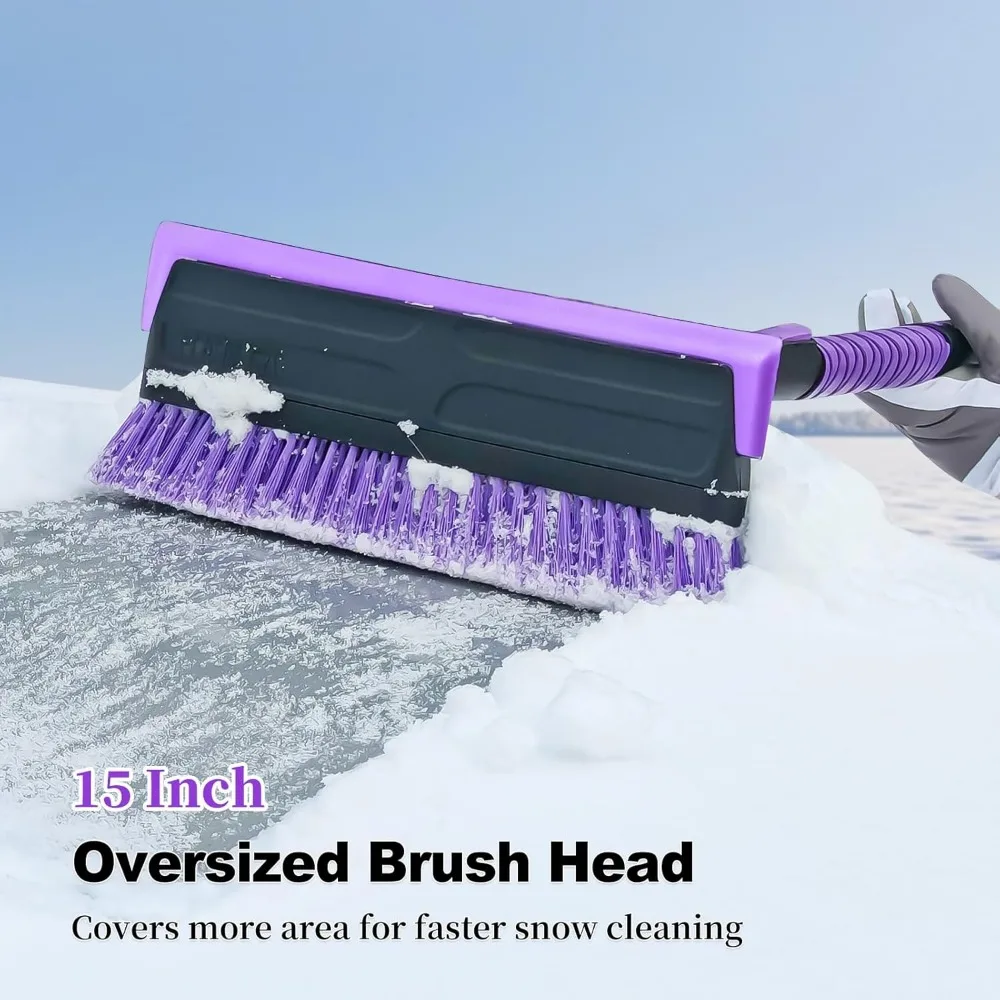 56-Zoll-Hochleistungs-Schneebürste und Eiskratzer mit Schaumstoffgriff für SUV-Windschutzscheibenfenster – Lila