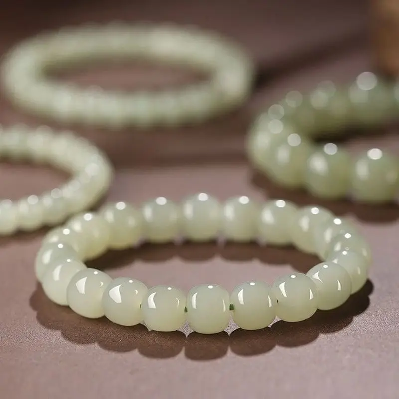 Authentic and genuine -style beads clear water Hetian old mine jade bracelet women's brace
