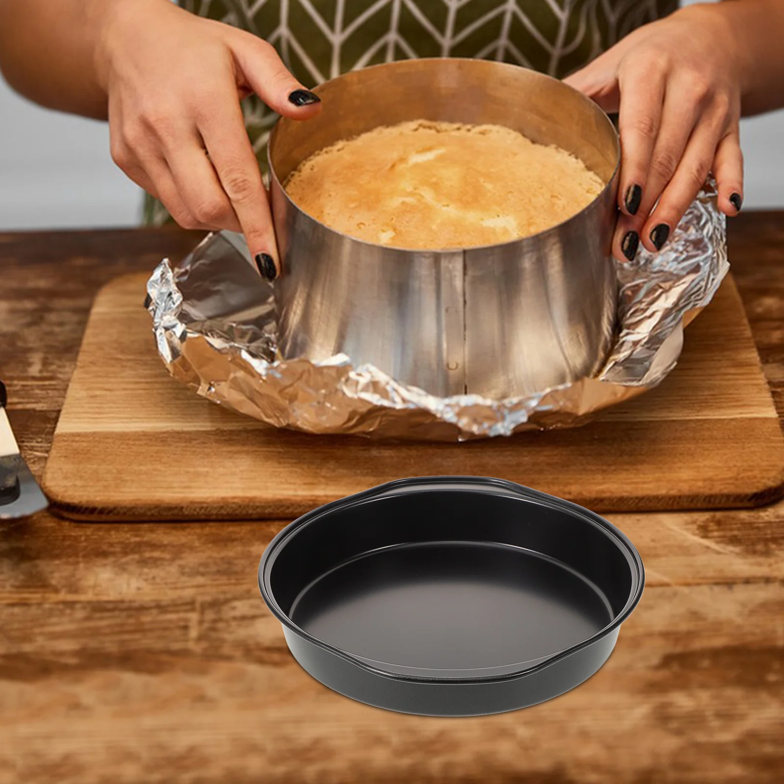 

Nonstick Baking Pan 8 Inch Black Carbon Steel Kitchen Cookware Pizza Tool Tray Oven Cake Pans Metal Baking Tray