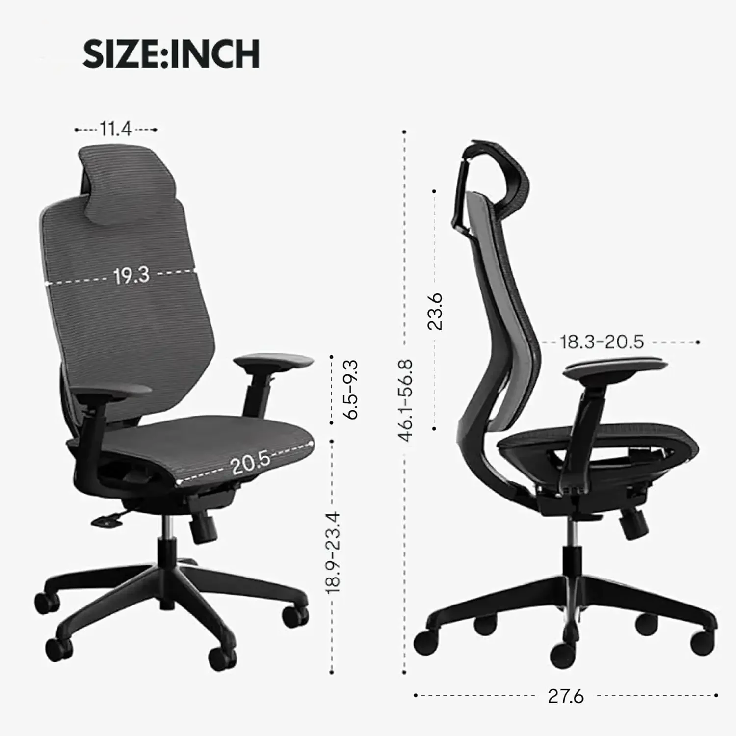 Tall Office Chair Heavy Duty,4D Armrest Mesh Ergonomic Home Office Chair with High Back,Lumbar Support,Tilt Function