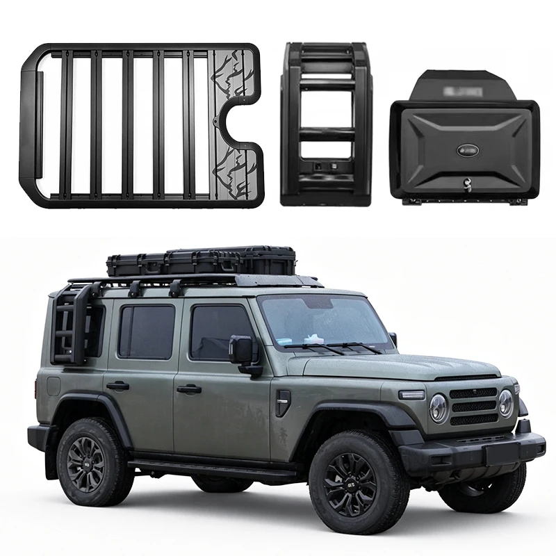 For Aluminum Alloy Car Roof Cargo Luggage Rack Baskets Side Ladder Side Box for Beijing 212 2024-2026