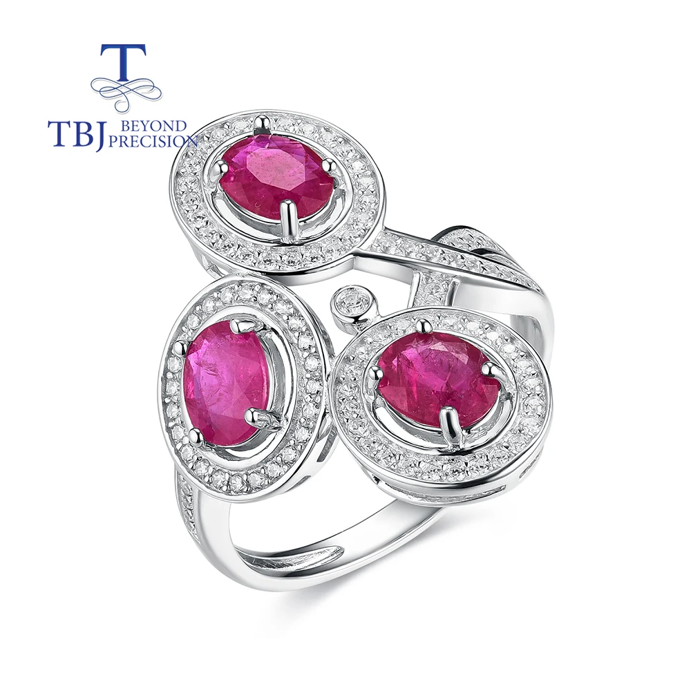 Luxury Fancy Designer Silver Ring for Lady Natural Burma ruby Gemstone Fashion Jewelry anniversary & Engagement & Party Gift