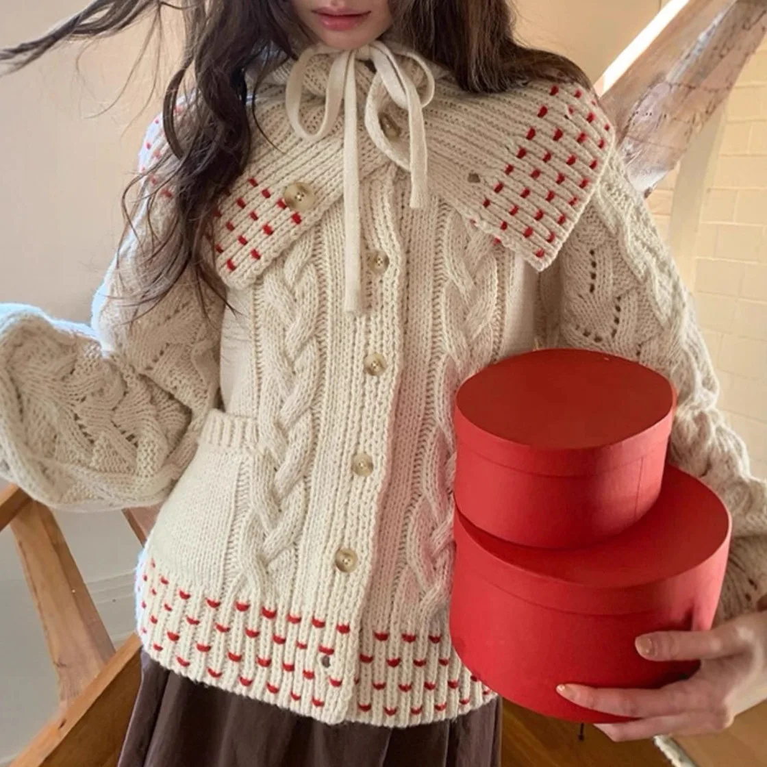 Vrouwen Gebreid Vest Met Capuchon Truien Gesplitste Truien Afneembare Kap Lange Mouwen Single Breasted Casual Herfst Winter 2025