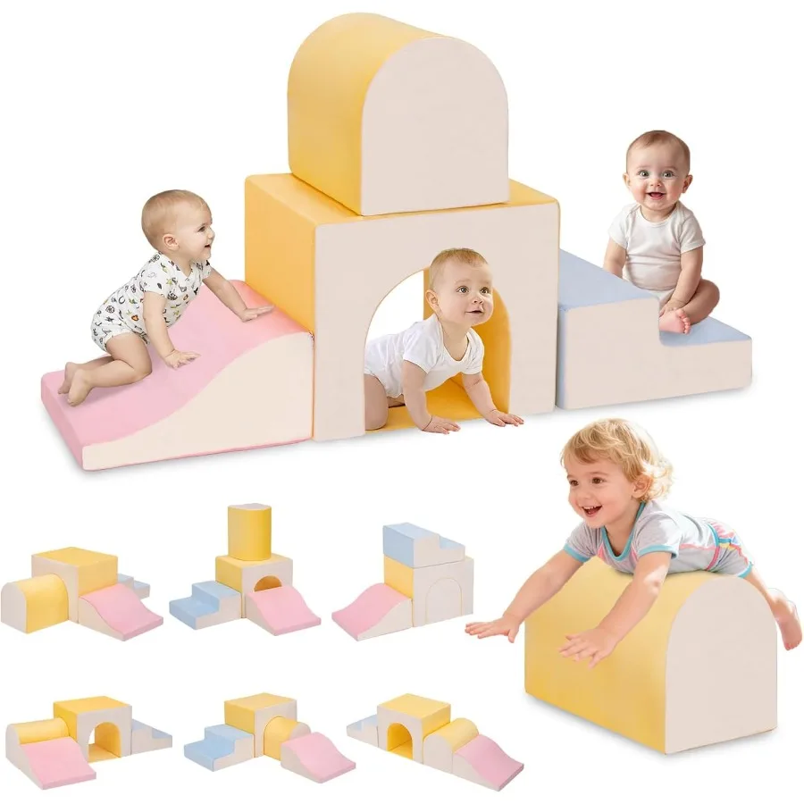 

Large Climbing Toys for 1 Year Old 4-Piece Toddler Climbing Toys Indoor Soft Play Set Baby Foam Climbing Blocks for Tod