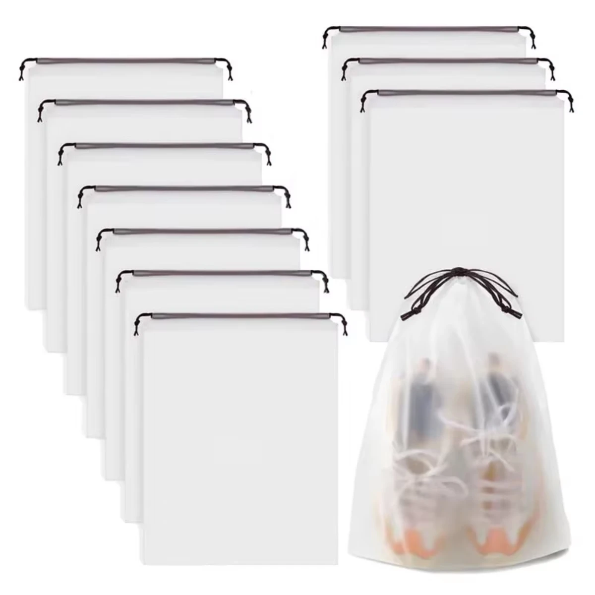 

10PCS Portable Shoe Storage Drawstring Eco Storage Bag for Sundries Travel Makeup Bag Waterproof Transparent Plastic Storage Bag