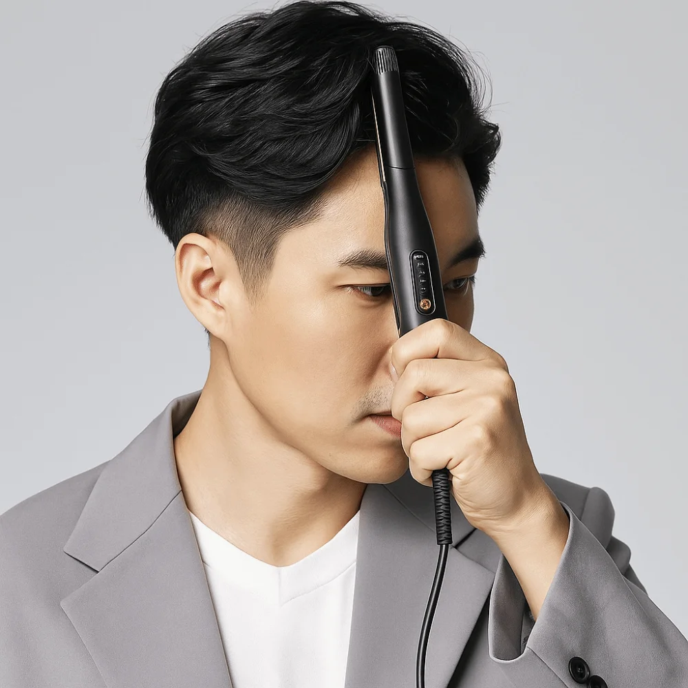 

Non-slip Handle 2 in 1 Hair Straightener Plastic Casing Mini Men Curling Iron Heat-proof Rapid Heating Fast Heating Curling Iron