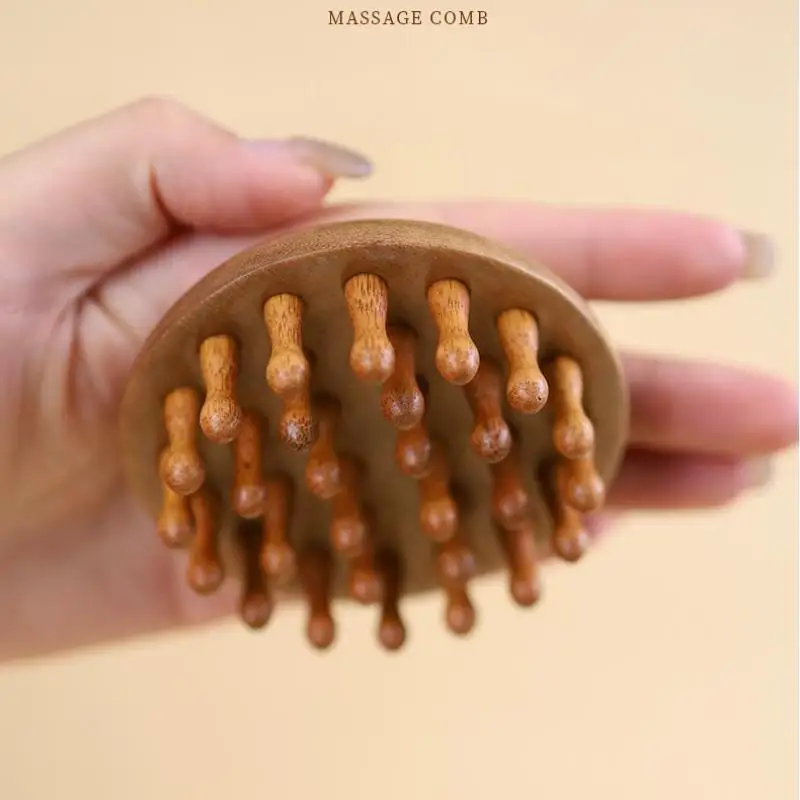 

Multi-Functional Wood Therapy Massage Comb Scalp Head Massager Natural Garapa Circular Tooth Guasha Scraping Body Massager
