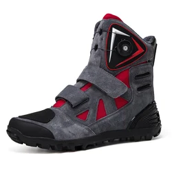 2024 New Motorcycle Boots Botas Moto Microfiber Leather Motocross Off-Road Racing Boots Motorbike Riding Shoes Men Moto Boots