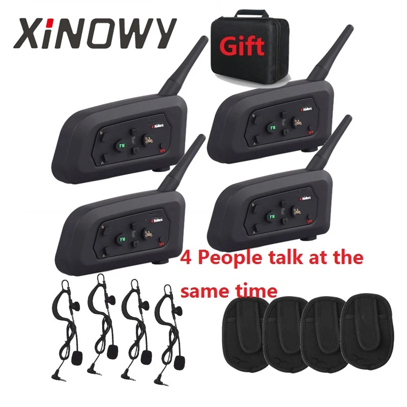 4 User Football Referee Intercom Headset Xinowy V4 1200M Full Duplex Bluetooth MP3 Headphone Wireless Soccer Interphone