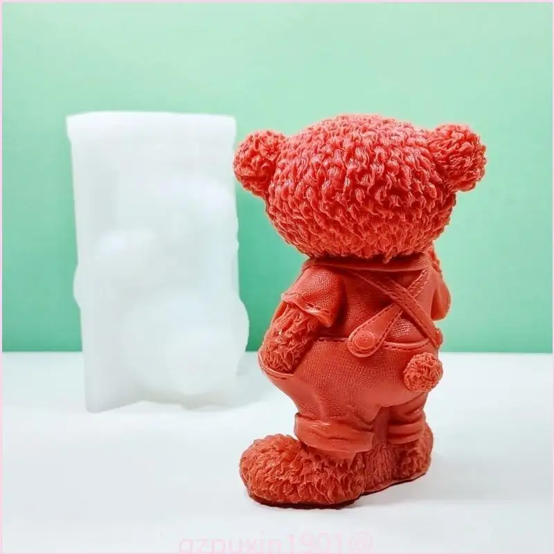 57QA Bear Mold for DIY Decoration Making Soap 3D Stereo Standing Bear Mold
