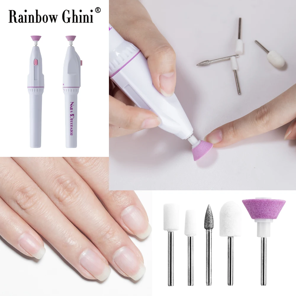 Rg máquina de moer esmalte de unhas ferramenta de beleza tipo 5 cabeça esfrega cuidados com as unhas e máquina de moer esmalte combinar saco de armazenamento