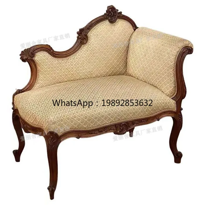 LYY Retro Solid Wood Chaise Lounge Chair Living Room Carved Vintage Velvet Single Recliner Home Lazy Sofa Beauty Couch