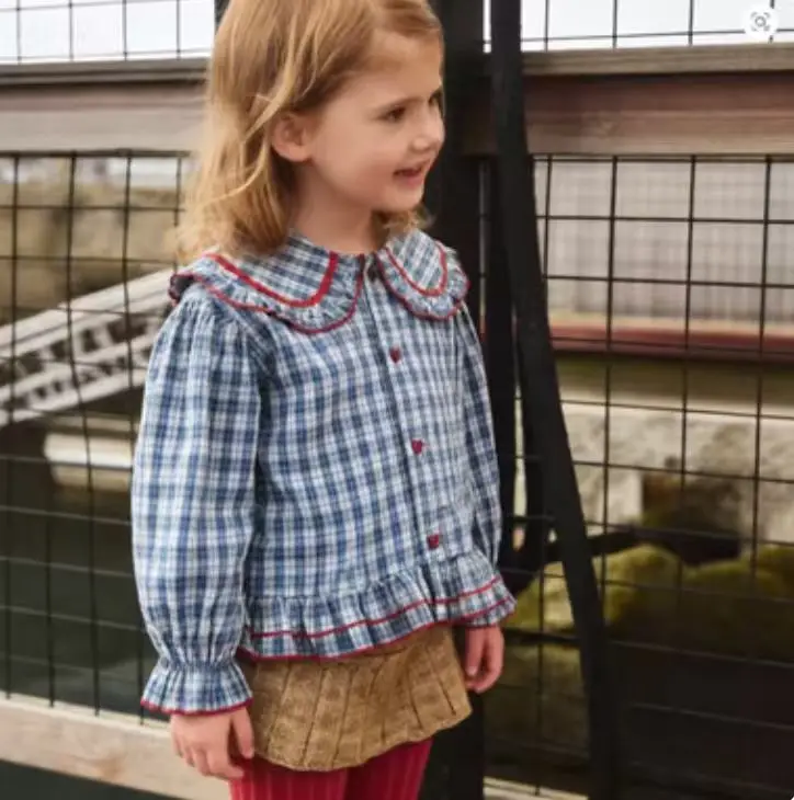 2026 Autumn New Children's Small Girls Baby Plaid Top Fashion Casual Baby Long Sleeve Shirt