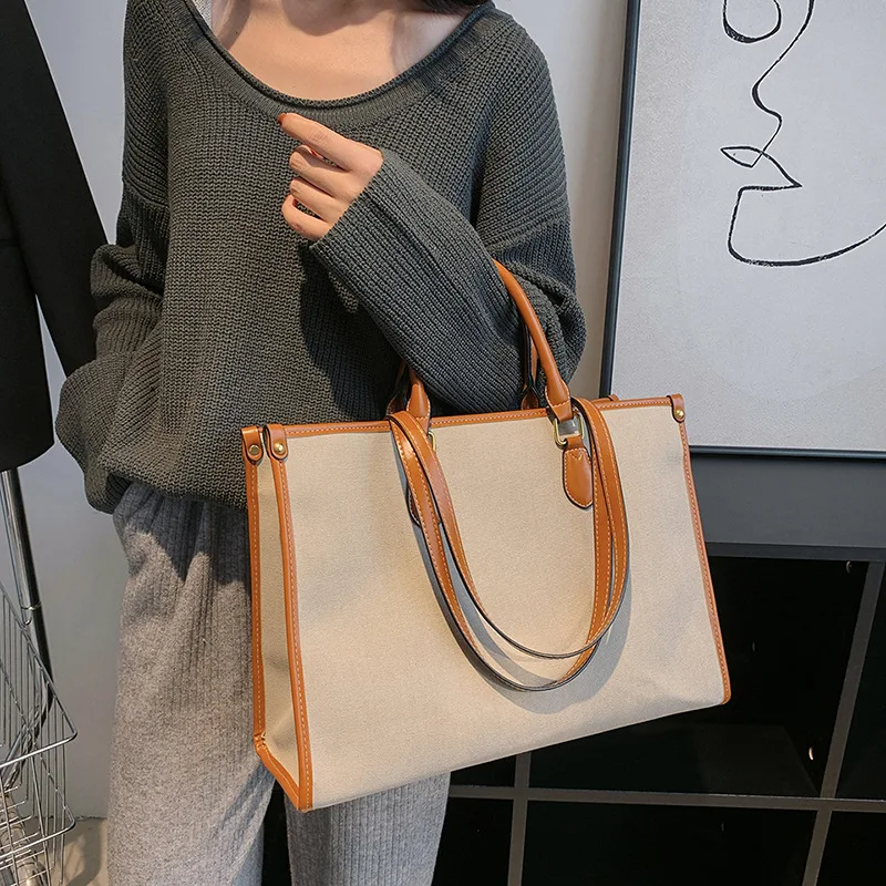 Bolso de lona de gran capacidad para mujer, bandolera informal de alta calidad, nueva tendencia de moda