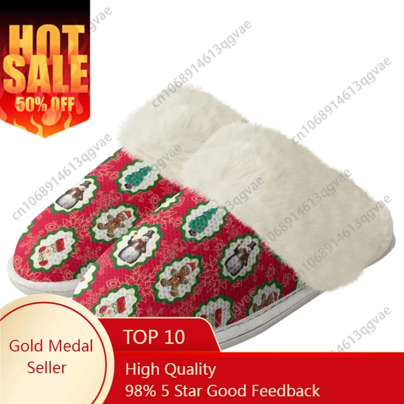 

Christmas Snowman Playing Saxophone Slippers Mens Womens Home Cotton Plush Bedroom Keep Warm Custom Thermal Lightweight Slipper