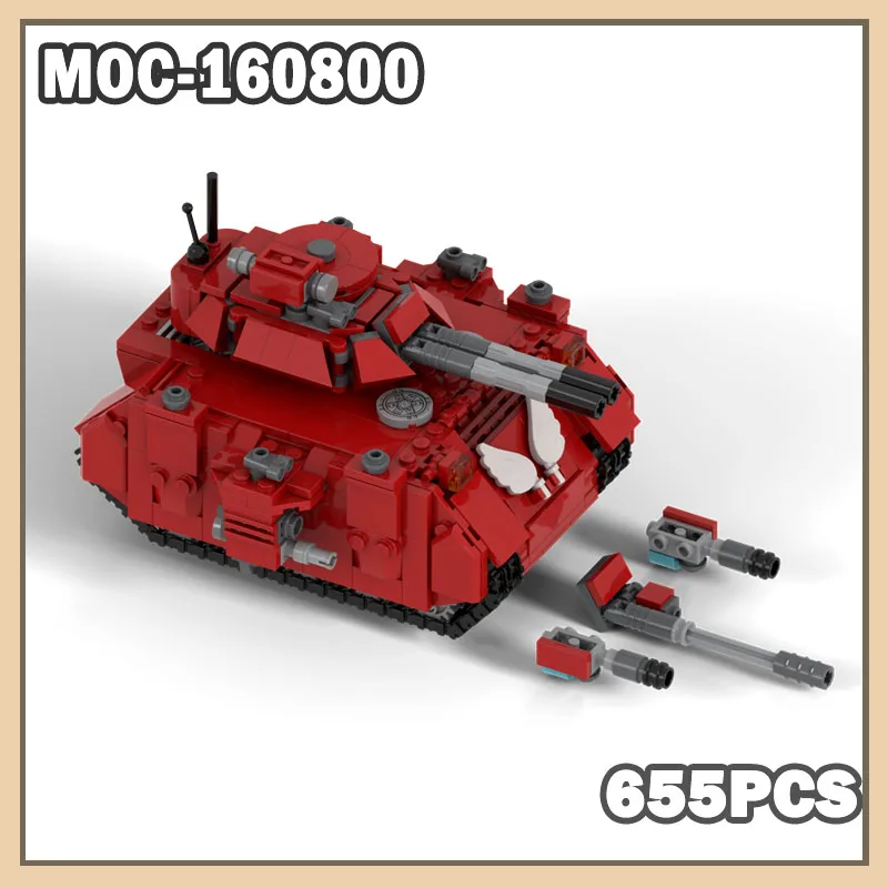 MOC-160800 군용 탱크 전쟁 40k 프레데터 블록 조립 게임 모델 호환 브릭 어린이 장난감 성인 선물 655PCS