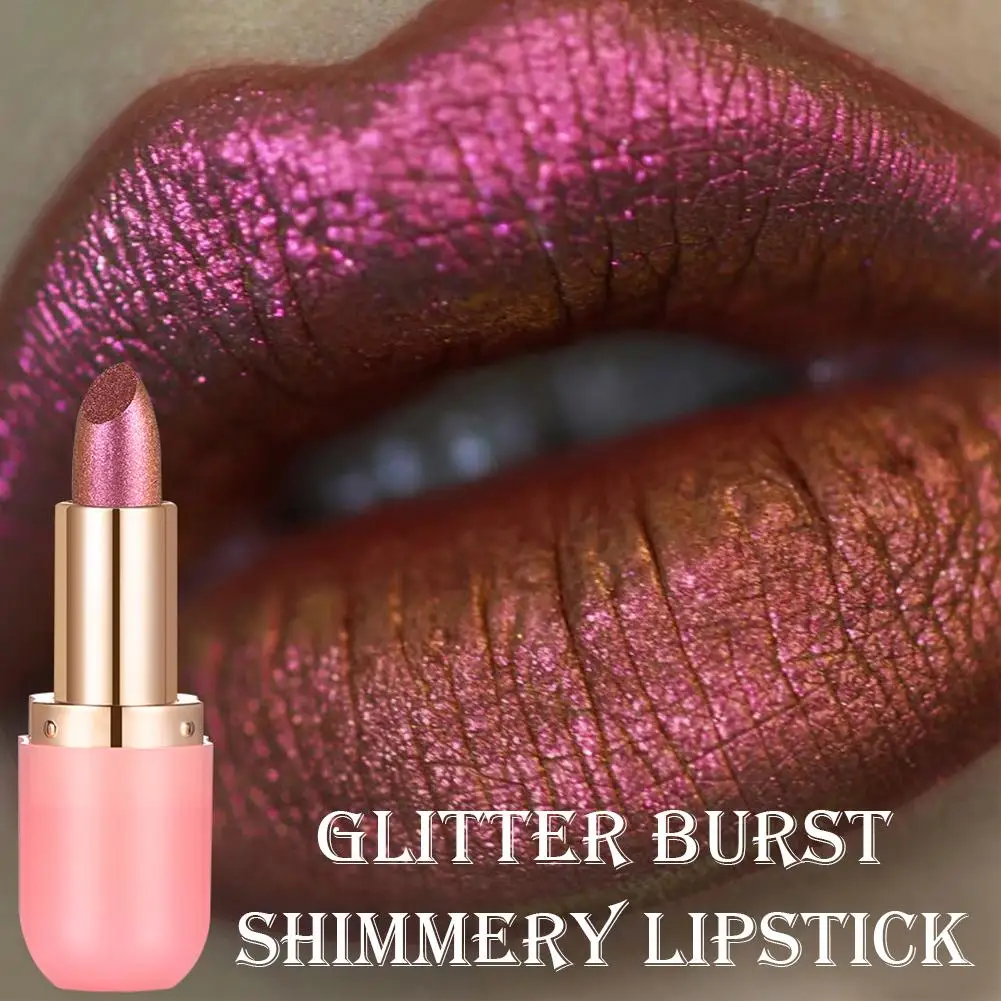 グリッターバーストきらめく口紅変色マットグロス口紅パールリップ防水シャインメイクアップセクシーグリッターダイヤモンド T0O8
