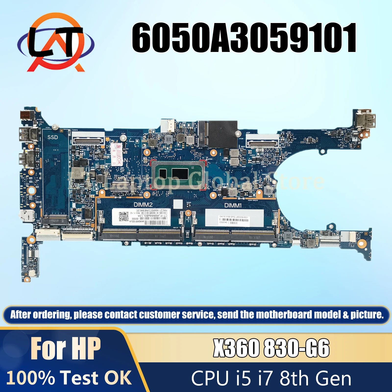 

6050A3059101 Laptop Motherboard For HP EliteBook X360 830 G6 L64981-601 L70899-601 L650059-601 Mainboard CPU i5 i7 8th Gen