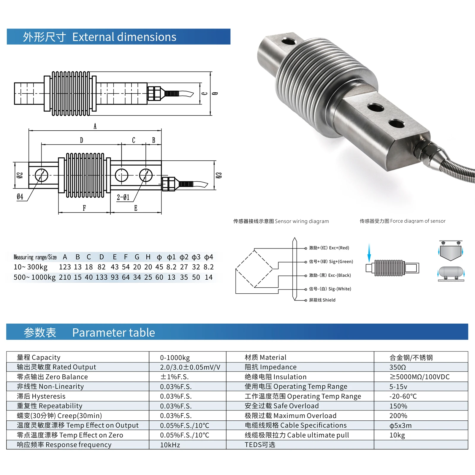 Bellows Type Load Cell Sensor with Weighing Platform Module,Dynamometry Weighbridge Pressure Weighing Belt Scale Reactor