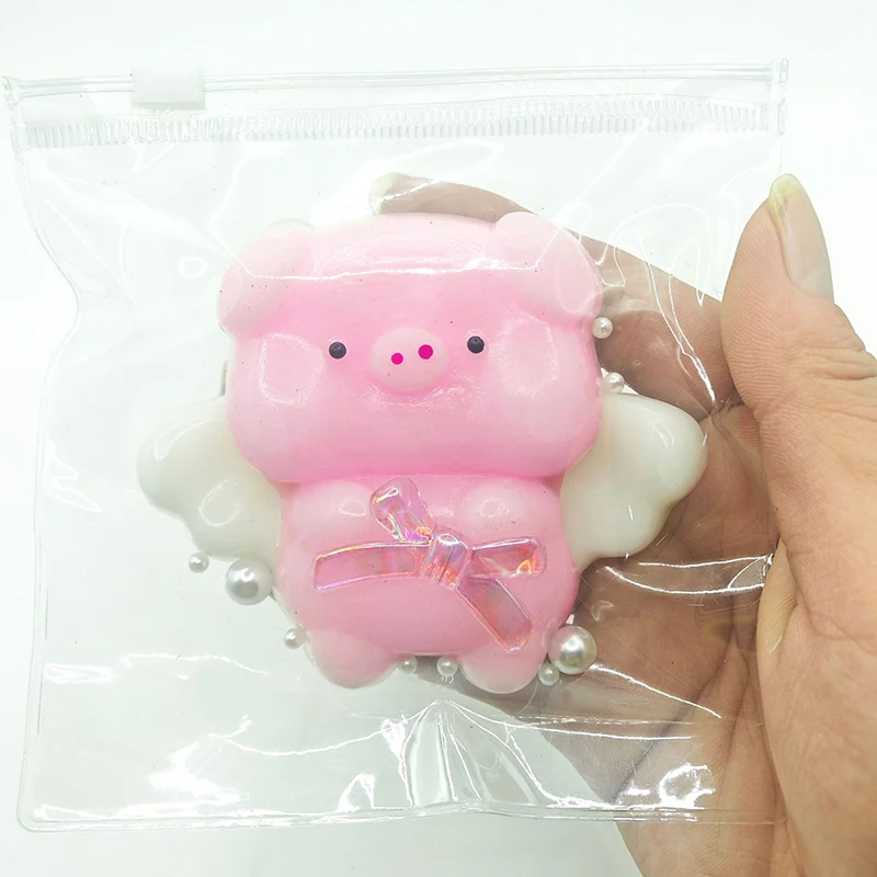 귀여운 만화 천사 돼지 짜기 꼬집기 장난감, 재미있는 돼지 리바운드, 성인 어린이 벤트 스트레스 해소 장난감, 생일 선물
